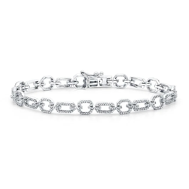 personalized charm bracelet for girls -10k White Gold 1ct TDW Diamond Bracelet