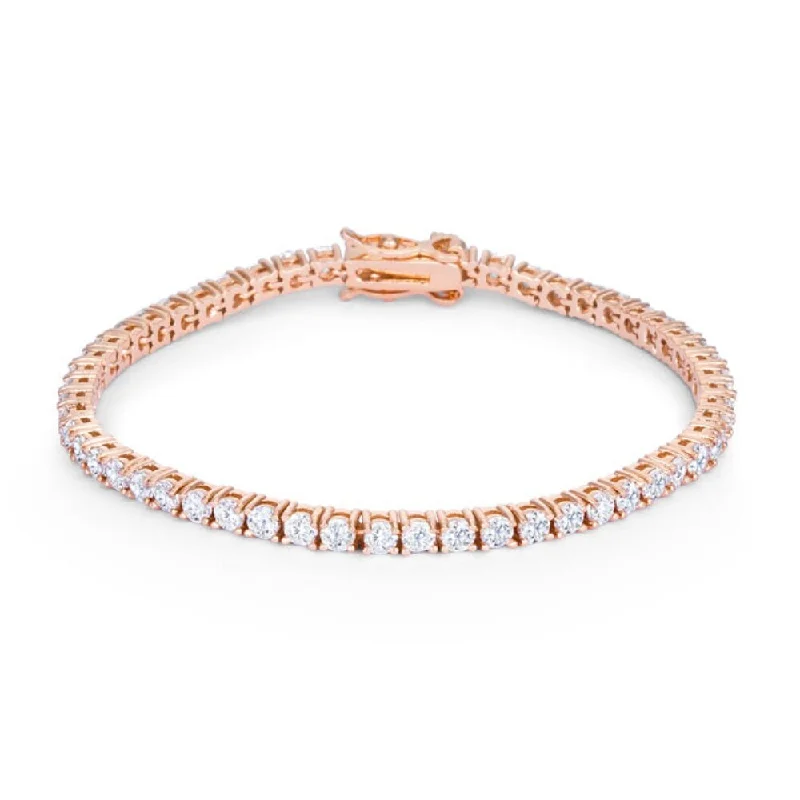 custom gold bracelet with engraving -5.75Ct Rose Goldtone Cubic Zirconia Tennis Bracelet - Clear-Rose-Gold - 7 Inch