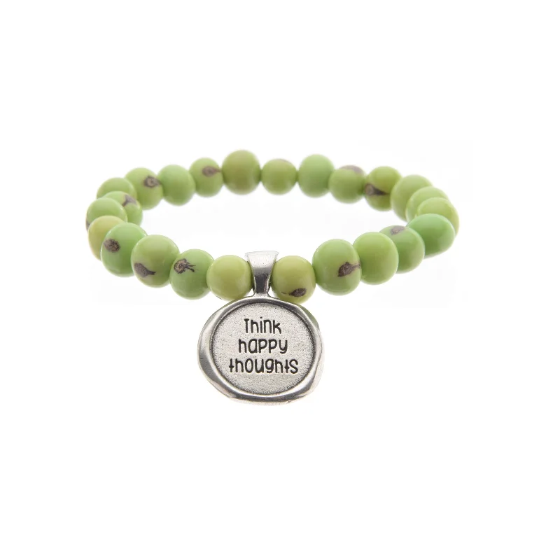 silver charm bracelet for kids -Acai Seeds Of Life Bracelet with Wax Seal - Spring Green Beads