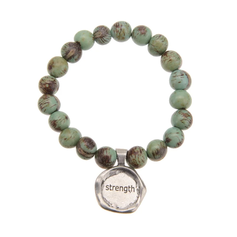 eco-friendly beaded bracelet -Acai Seeds Of Life Bracelet with Wax Seal - Tiger Aqua Beads