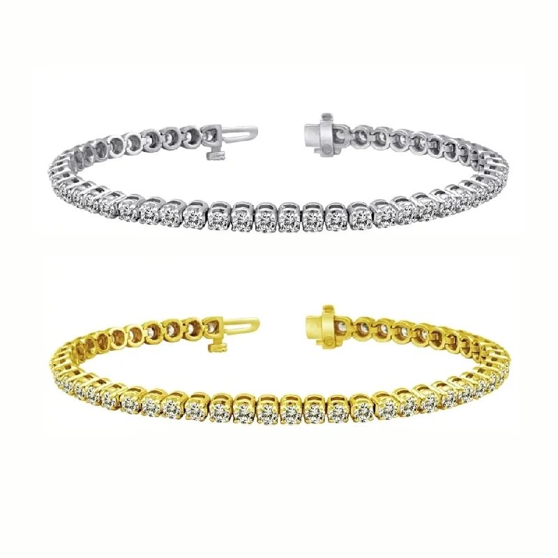 boho-inspired woven bracelet -Auriya 14k Gold 1ct TDW Round Diamond Tennis Bracelet