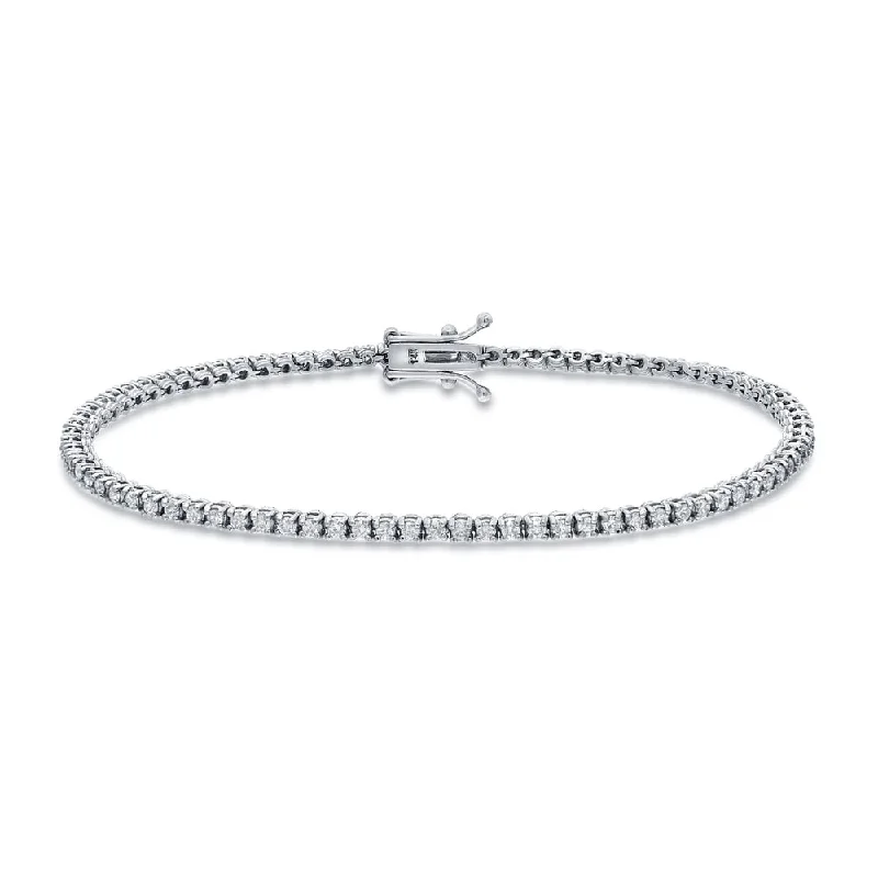 adjustable leather band bracelet -Auriya 14k White Gold 1 1/10ct TDW Round Diamond Bracelet Tennis Bracelet (H-I, I1-I2)