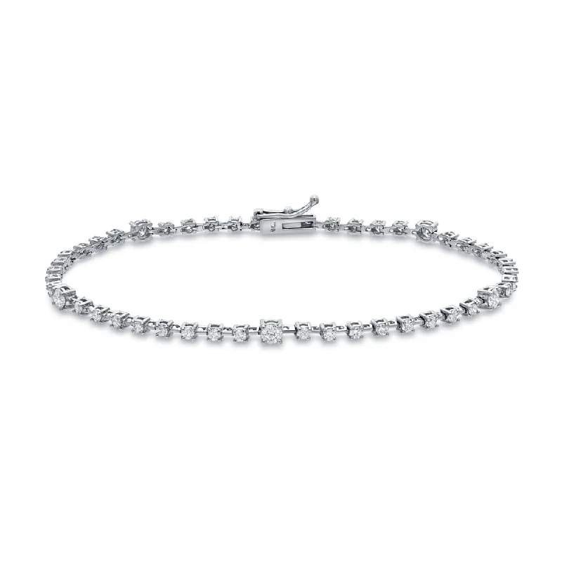 casual braided bracelet for men -Auriya 14k White Gold 1 1/4ct TDW Round Diamond Link Tennis Bracelet