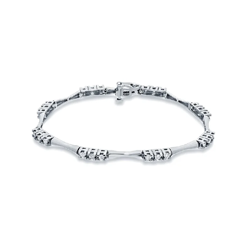 personalized name engraved bracelet -Auriya 14k White Gold 1ct TDW Round Cut Diamond Bracelet (I-J, I2-I3)