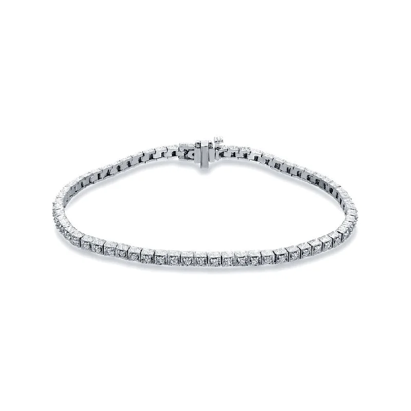 women’s bangle bracelet set -Auriya 14k White Gold 1ct TDW Round Cut Diamond Tennis Bracelet (H-I, SI1-SI2)