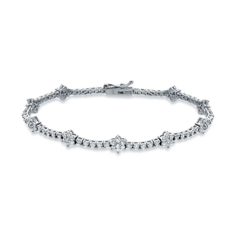 luxury crystal stretch bracelet -Auriya 14k White Gold 2 1/2ct TDW Round Cut Diamond Link Bracelet (H-I, I2-I3)