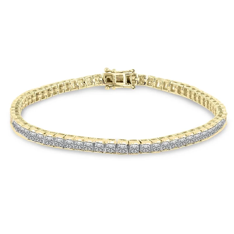 minimalist bangle bracelet -Auriya 14k Yellow Gold 8ct TDW Diamond Tennis Bracelet - White