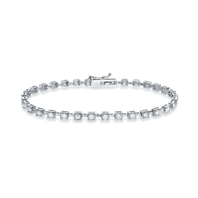 colorful friendship bracelet for teens -Auriya 18k White Gold 1 1/2ct TDW Round Cut Diamond Bracelet (G-H, SI1-SI2)