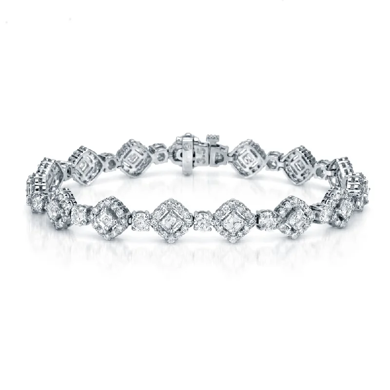 elegant beaded bracelet with crystals -Auriya 18K White Gold 9 1/2ct TDW Diamond Bracelet