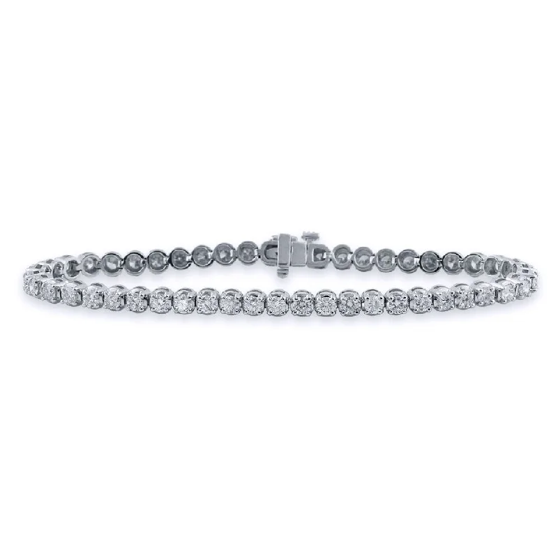 bracelet with zodiac sign charm -Auriya 3 carat TW Round Diamond Tennis Bracelet 14k Gold - 7-inch