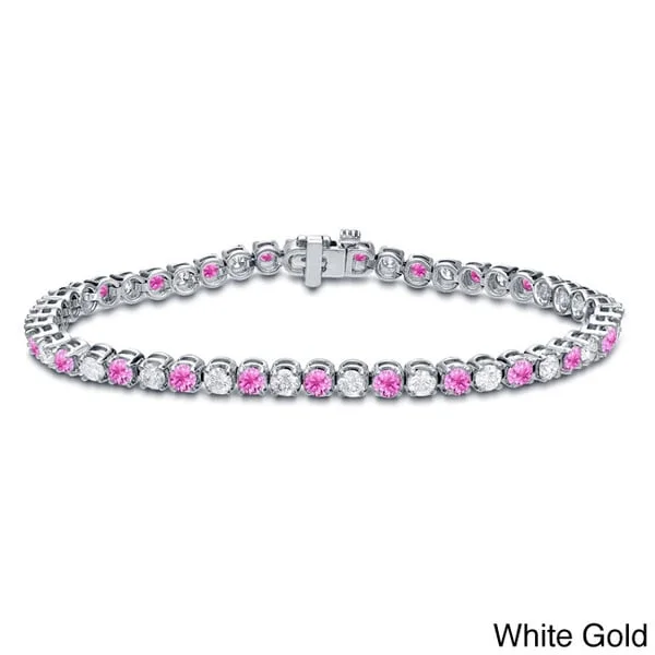 luxury women’s tennis bracelet -Auriya 5ct Pink Sapphire and 5cttw Diamond Tennis Bracelet 14k Gold