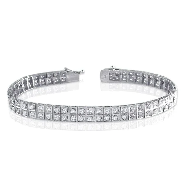 men’s leather band bracelet -Auriya Unique 4ctw Diamond Bracelet 14k White Gold - 7-inch