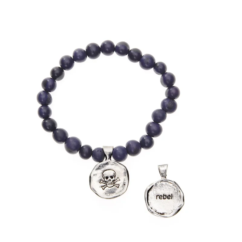 personalized silver bracelet for women -Acai Seeds Of Life Bracelet with Wax Seal - Navy Blue Beads