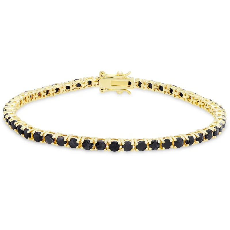 custom friendship bracelets for best friends -Dolce Giavonna Gold Over Silver Sapphire Tennis Bracelet