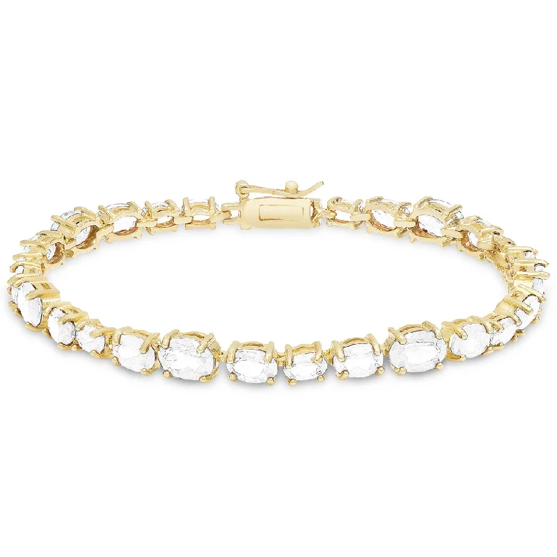 custom engraved men’s bracelet -Dolce Giavonna Gold Over Sterling Silver Cubic Zirconia Tennis Style Bracelet