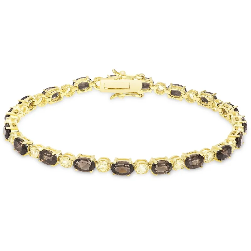 personalized silver bracelet for women -Dolce Giavonna Gold over Sterling Silver Gemstone Tennis Bracelet