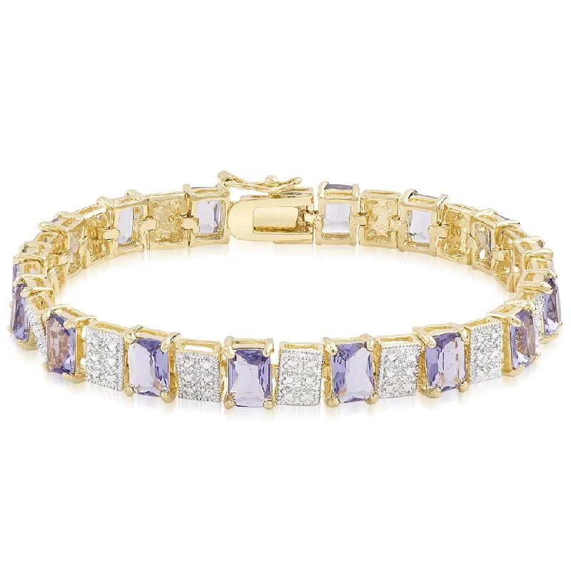 dainty silver bracelet with diamonds -Dolce Giavonna Gold Overlay Simulated Tanzanite Bracelet