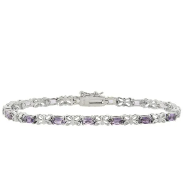 minimalistic adjustable silver bracelet -Dolce Giavonna Sterling Silver Amethyst and Diamond Accent Bracelet