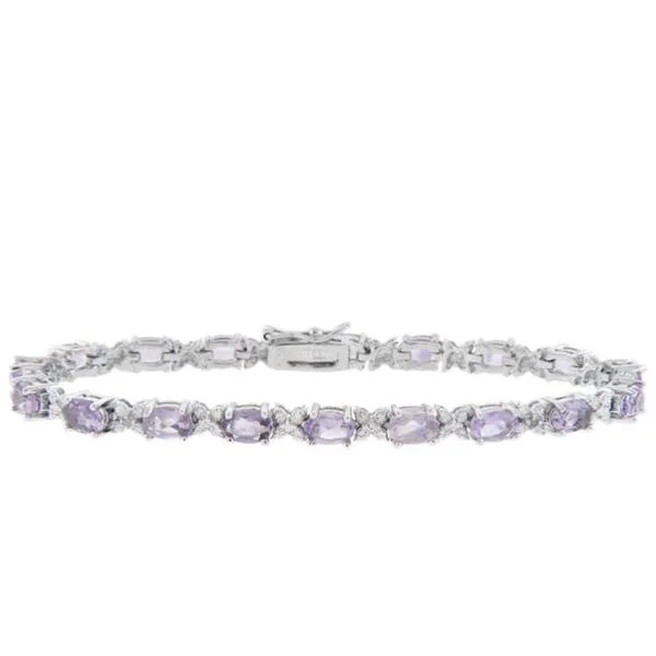 personalized bracelet for gift giving -Dolce Giavonna Sterling Silver Amethyst and Diamond Accent Bracelet