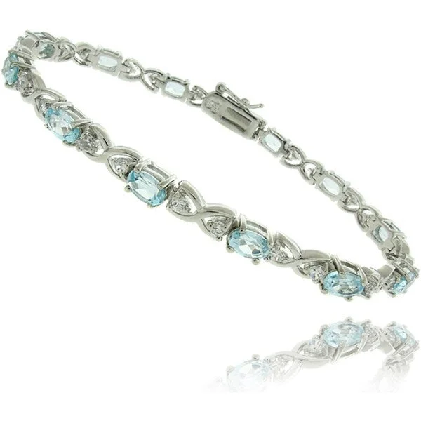 multi-colored gemstone bracelet -Dolce Giavonna Sterling Silver Blue Topaz X and O Bracelet