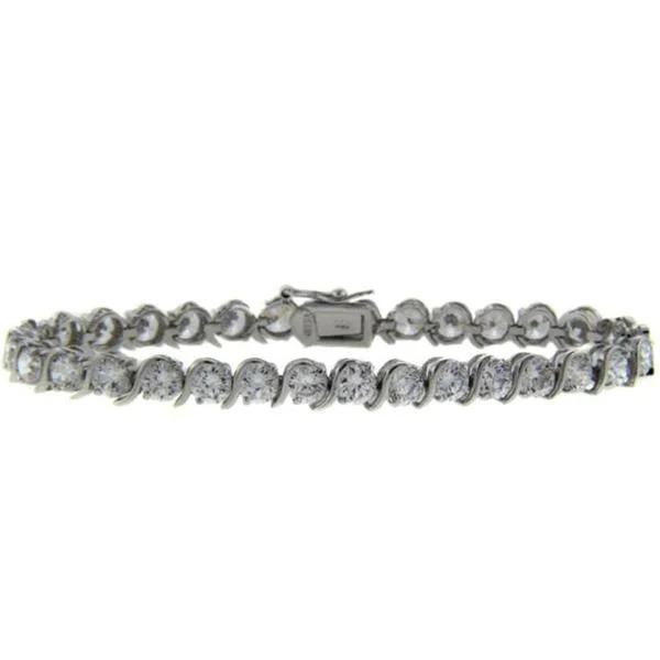 stackable gold bracelet for layering -Dolce Giavonna Sterling Silver Cubic Zirconia 'S' Line Bracelet