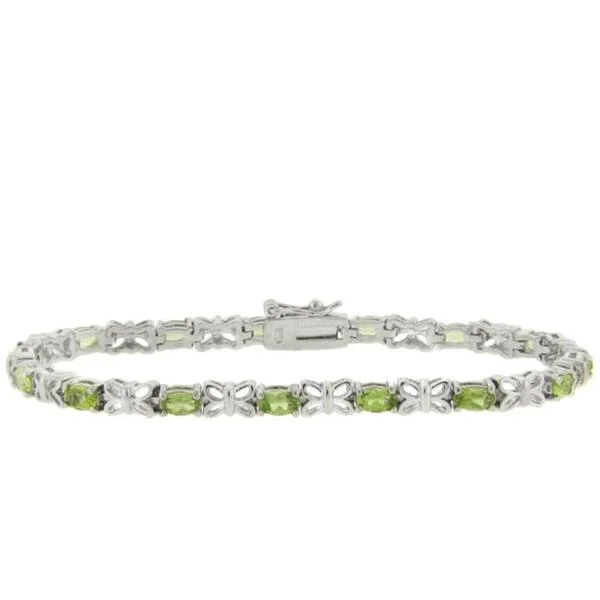 gold-plated adjustable charm bracelet -Dolce Giavonna Sterling Silver Peridot and Diamond Accent Butterfly Link Bracelet