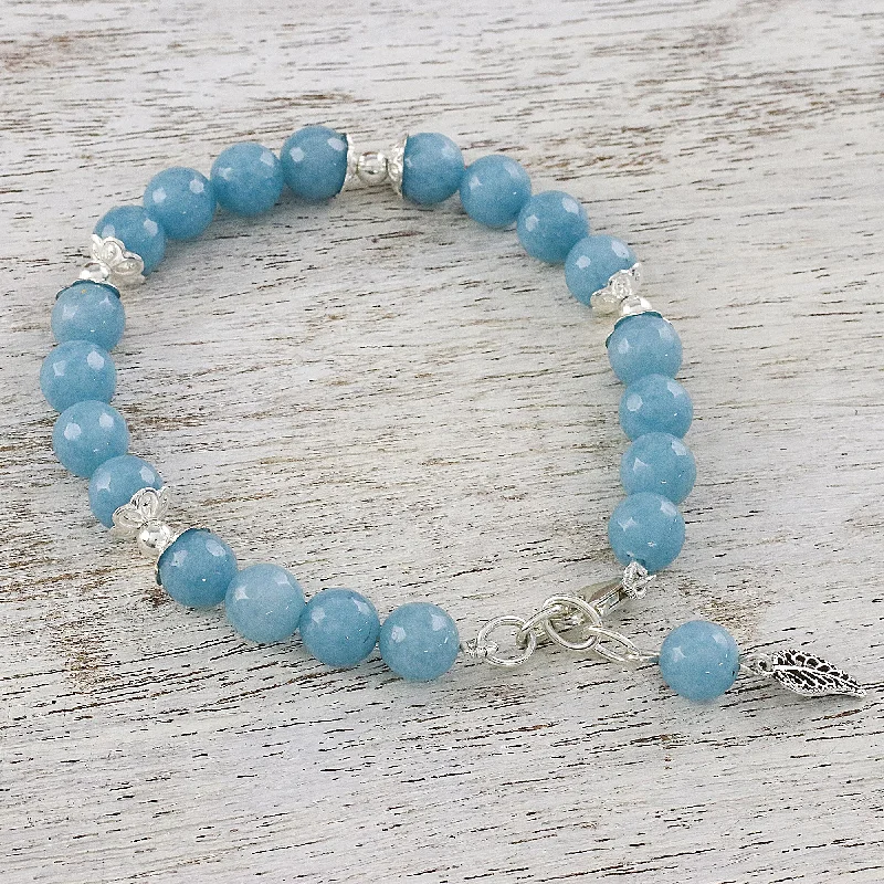 trendy boho bracelet for stacking -Gentle Sky Light Blue Chalcedony Sterling Silver Gentle Sky Bracelet