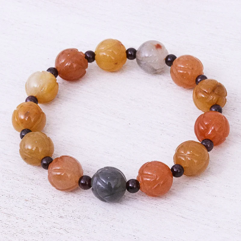 dainty silver bracelet with diamonds -Honey Jade Hand Made Jade and Garnet Gemstone Beaded Bracelet