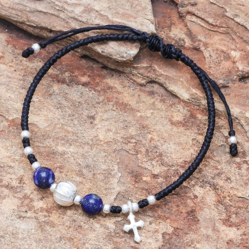 custom engraved men’s bracelet -Joyful Faith Lapis Lazuli Beaded Bracelet from Thafiland