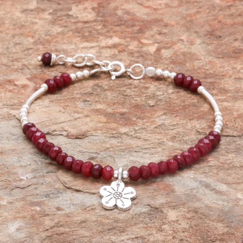 multi-colored gemstone bracelet -Karen Glisten Floral Garnet Beaded Bracelet from Thailand