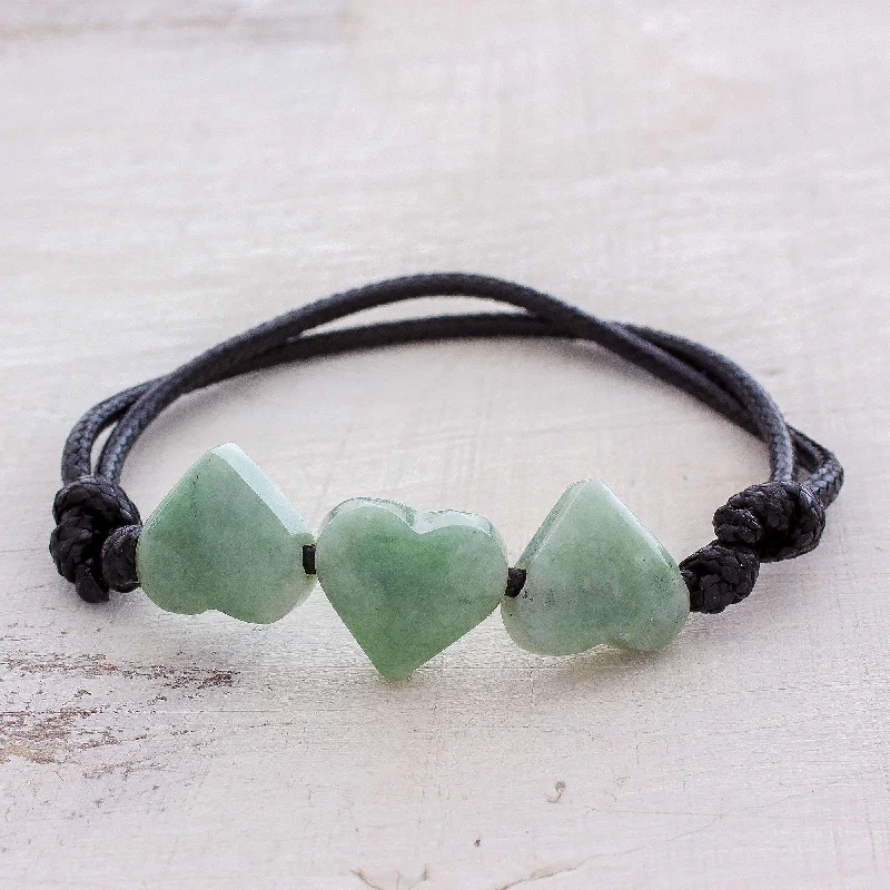 stylish bracelet for stacking -Maya Love in Light Green Jade Heart Pendant Bracelet in Light Green from Guatemala