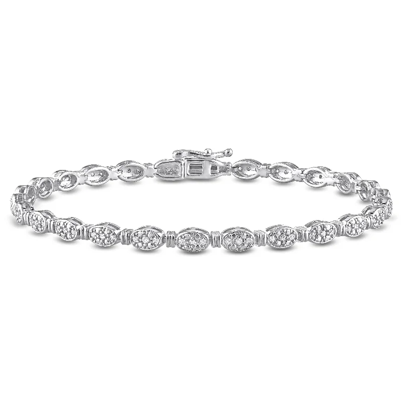 trendy boho bracelet for stacking -Miadora Sterling Silver 1/2ct TDW Diamond Tennis Bracelet