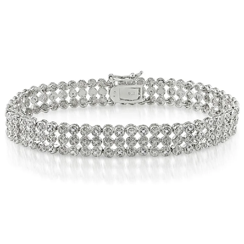 men’s gold chain bracelet -Miadora Sterling Silver 1ct TDW Diamond Triple-Strand Bracelet