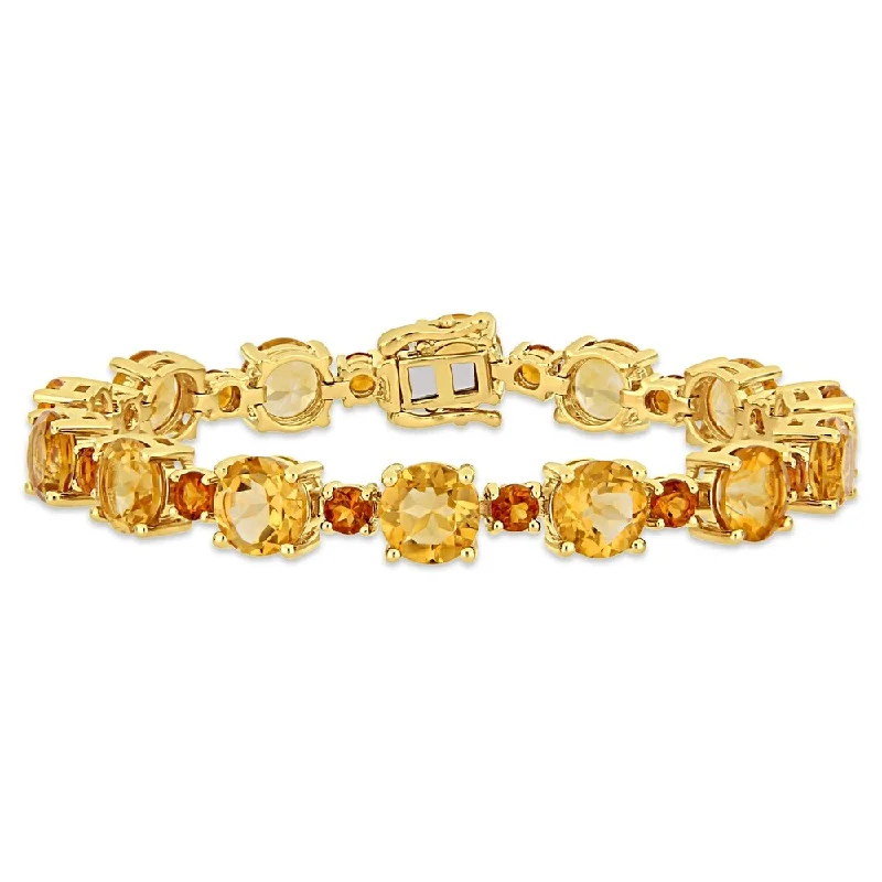 adjustable friendship bracelet for women -Miadora Yellow Plated Sterling Silver Madeira Citrine Tennis Bracelet