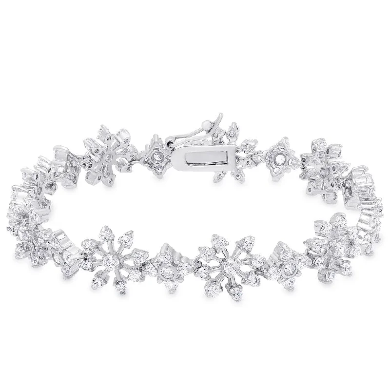 luxurious diamond bracelet for women -Samantha Stone Sterling Silver Cubic Zirconia Flower Bracelet