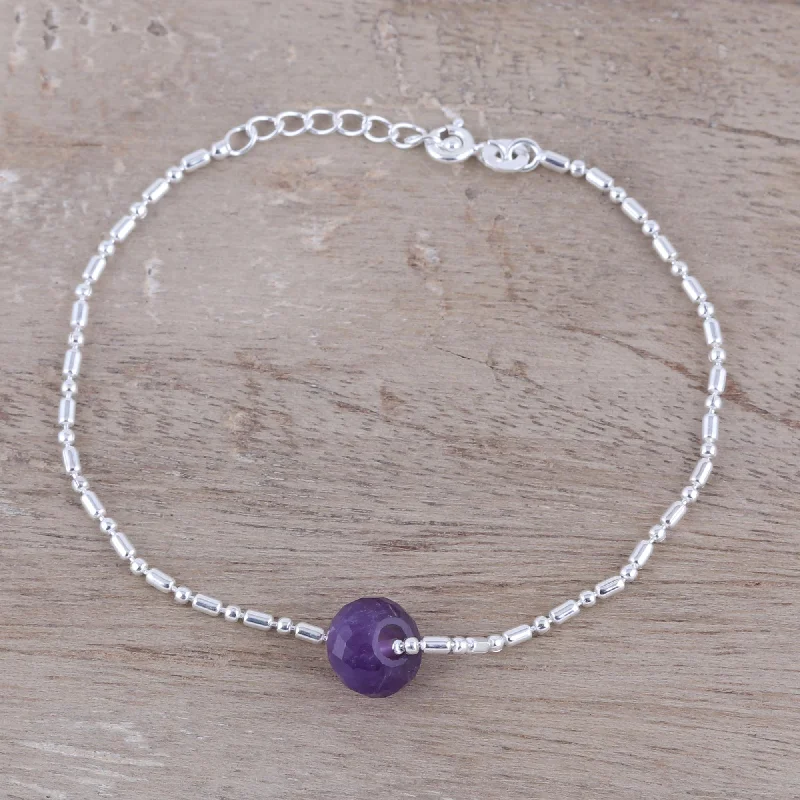 personalized bracelet for gift giving -Stylish Dazzle 2.5-Carat Amethyst Pendant Bracelet from India