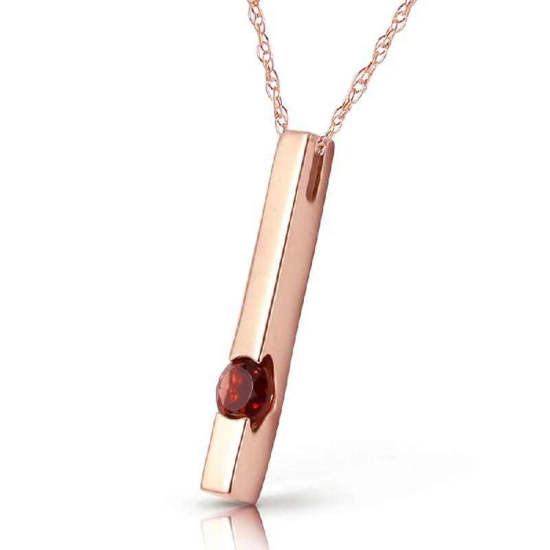 birthstone necklace for special occasions -0.25 Carat 14K Solid Rose Gold Bar Garnet Necklace