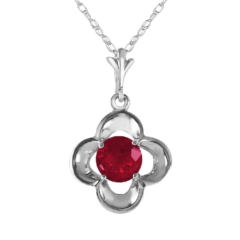 engraved nameplate necklace for men -0.55 Carat 14K White Gold Praise Joy Ruby Necklace