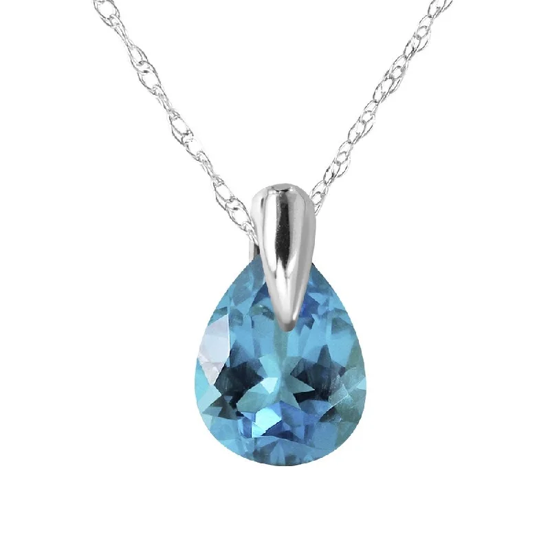 handmade charm necklace for women -0.68 Carat 14K White Gold Necklace Natural Blue Topaz