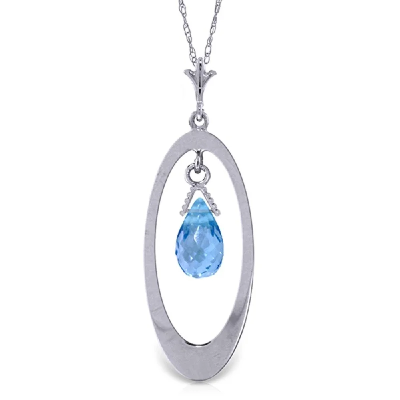 heart-shaped locket necklace for gifts -0.7 CTW 14K Solid White Gold Crash Into You Blue Topaz Necklace