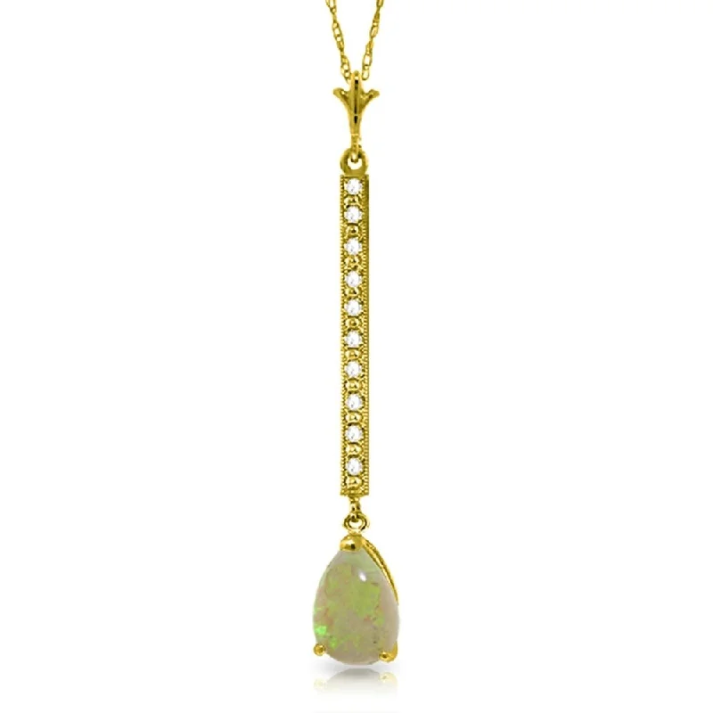 crystal charm necklace for women -0.82 Carat 14K Gold Necklace Diamond Opal