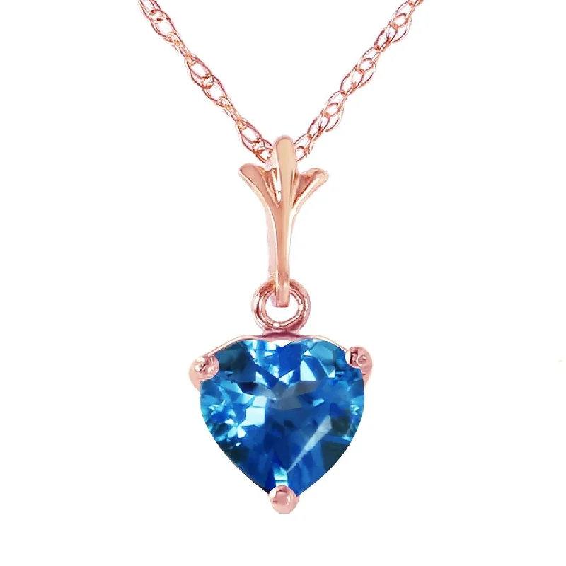 birthstone necklace for special occasions -1.15 Carat 14K Rose Gold Proud Heart Blue Topaz Necklace