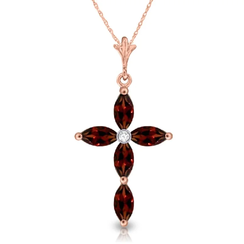 silver coin pendant necklace for women -1.23 Carat 14K Rose Gold Necklace Natural Diamond Garnet