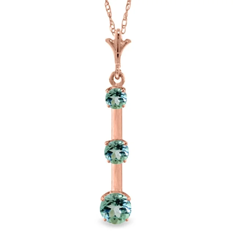 nameplate necklace for couples -1.25 Carat 14K Rose Gold Generosity Blue Topaz Necklace