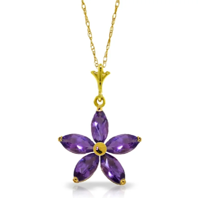 colorful gemstone necklace for women -1.4 CTW 14K Solid Gold Tendency To Love Amethyst Necklace