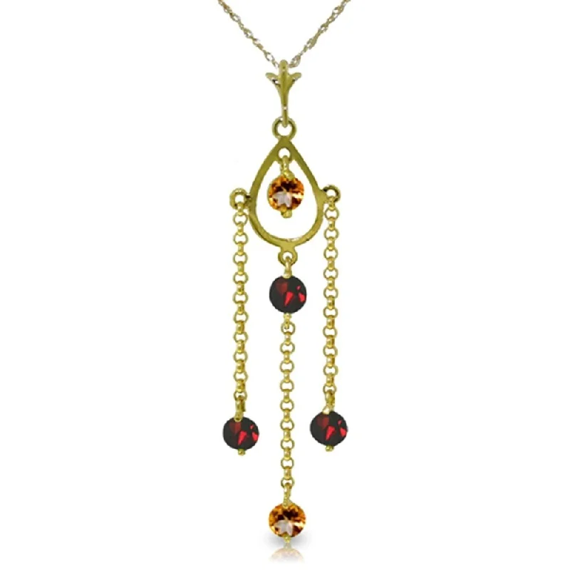 custom coordinate pendant necklace for couples -1.5 Carat 14K Gold Lifetime Love Citrine Garnet Necklace