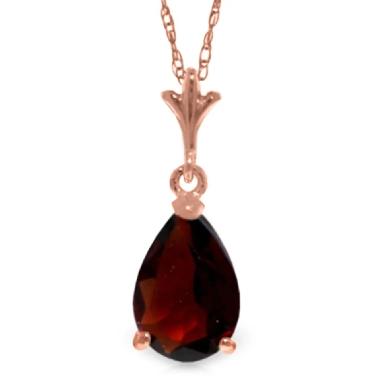 silver tassel necklace for women -1.5 Carat 14K Rose Gold Pear Garnet Necklace