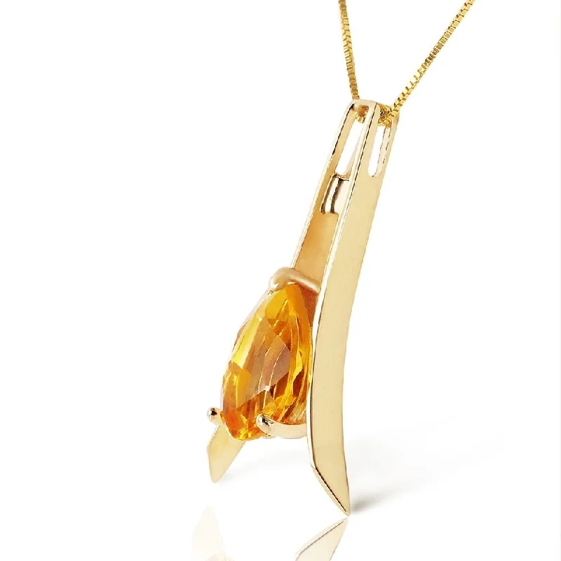 engraved nameplate necklace for men -1.5 Carat 14K Solid Gold Thinking Of You Citrine Necklace