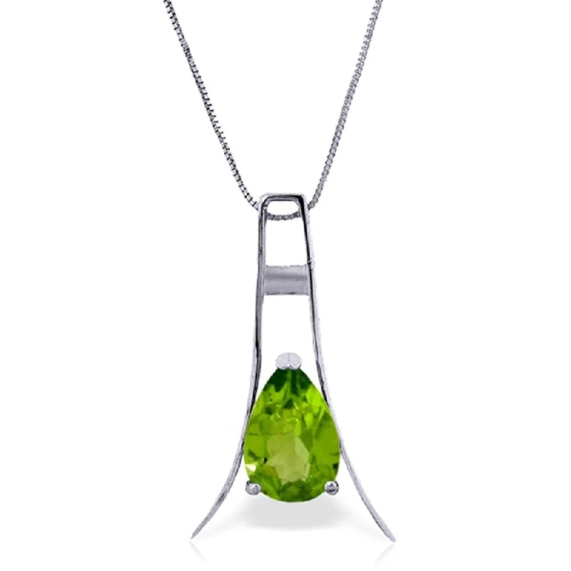 turquoise pendant necklace for women -1.5 Carat 14K White Gold Loving Smile Peridot Necklace