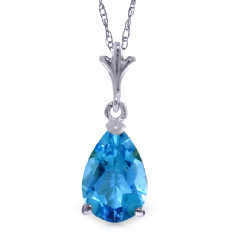 elegant diamond pendant necklace for women -1.5 Carat 14K White Gold Think No More Blue Topaz Necklace